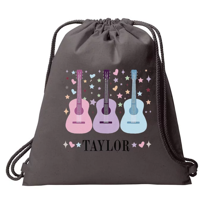 Retro Taylor First Name Personalized Groovy 80s Drawstring Bag