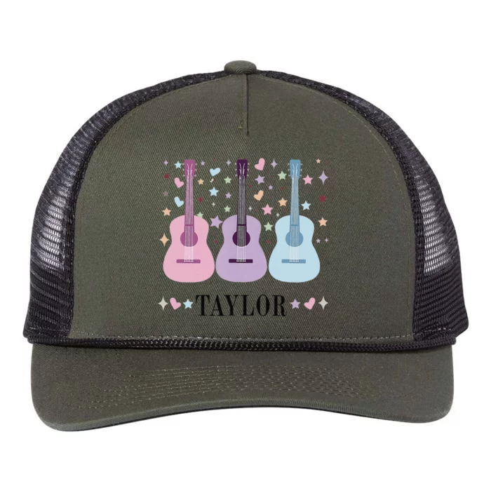 Retro Taylor First Name Personalized Groovy 80s Retro Rope Trucker Hat Cap