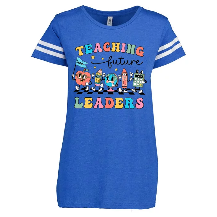 Retro Teaching Future Leaders Groovy Teacher Back To School Enza Ladies Jersey Football T-Shirt