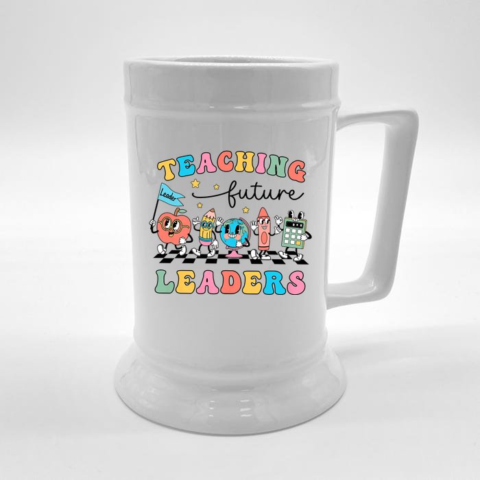 Retro Teaching Future Leaders Groovy Teacher Back To School Front & Back Beer Stein