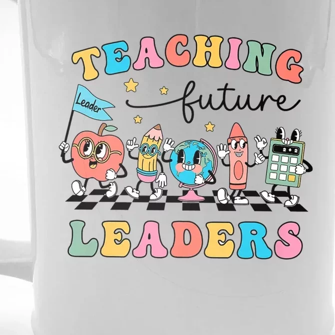 Retro Teaching Future Leaders Groovy Teacher Back To School Front & Back Beer Stein