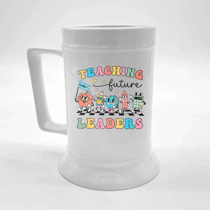 Retro Teaching Future Leaders Groovy Teacher Back To School Front & Back Beer Stein