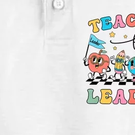 Retro Teaching Future Leaders Groovy Teacher Back To School Dry Zone Grid Performance Polo