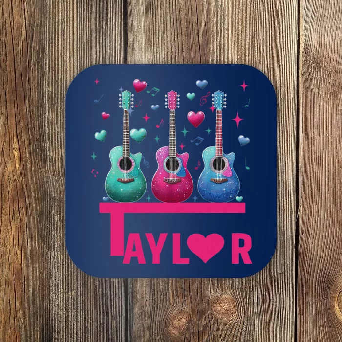 Retro Taylor First Name Personalized Groovy 80S Pin.K Coaster