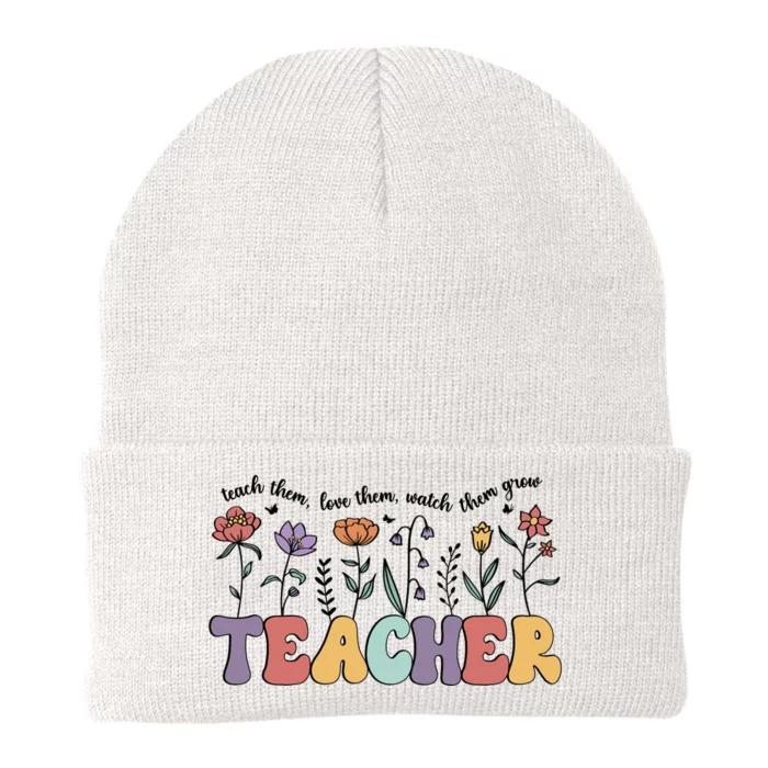 Retro Teacher , Flower Floral Knit Cap Winter Beanie