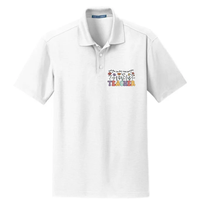 Retro Teacher , Flower Floral Dry Zone Grid Performance Polo