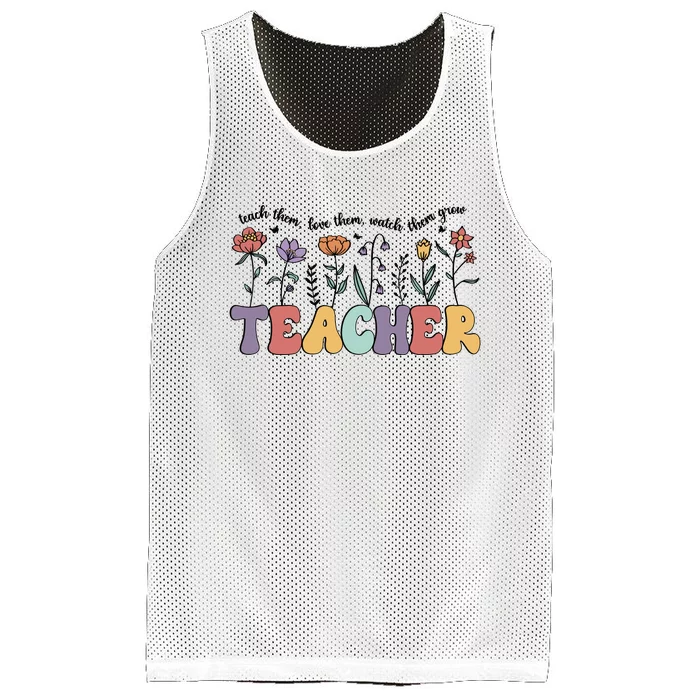 Retro Teacher , Flower Floral Mesh Reversible Basketball Jersey Tank