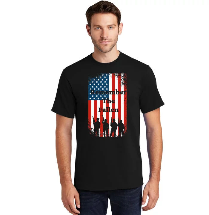 Remember The Fallen Memorial Day American Flag Tall T-Shirt