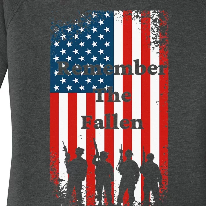 Remember The Fallen Memorial Day American Flag Women's Perfect Tri Tunic Long Sleeve Shirt