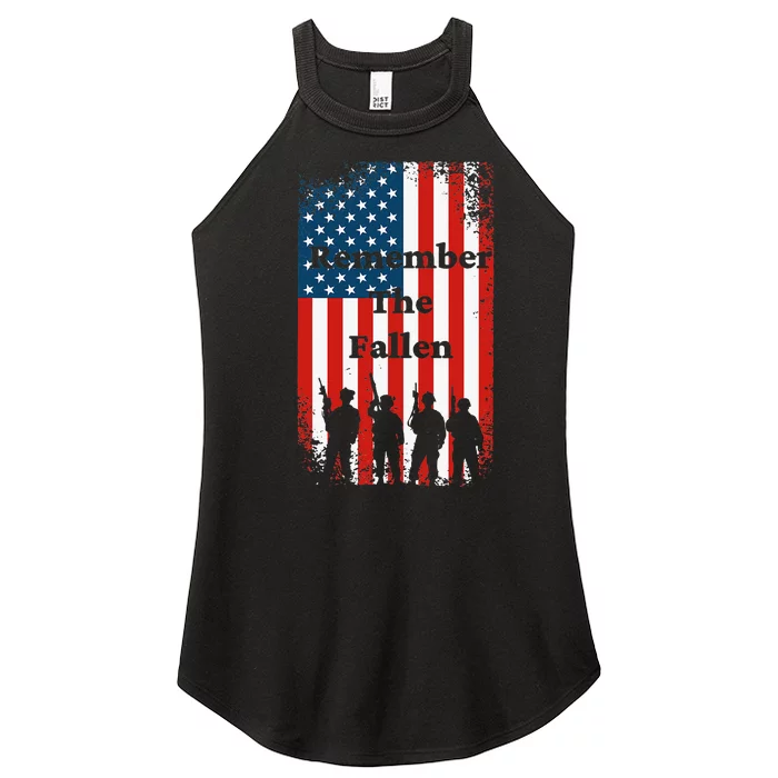 Remember The Fallen Memorial Day American Flag Women’s Perfect Tri Rocker Tank