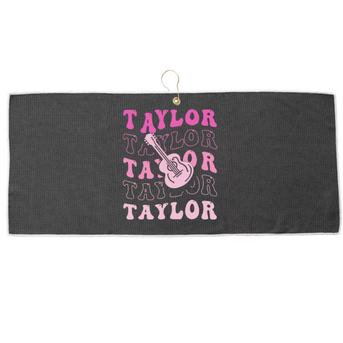 Retro Taylor First Name Vintage Personalized Groovy 80S Large Microfiber Waffle Golf Towel