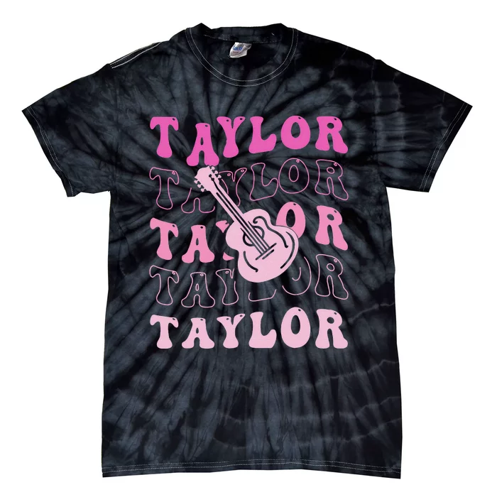 Retro Taylor First Name Vintage Personalized Groovy 80S Tie-Dye T-Shirt