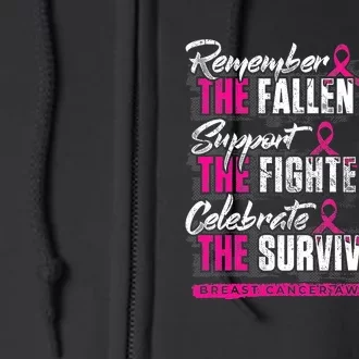 Remember The Fallen Support The Fighters Breast Cancer Full Zip Hoodie