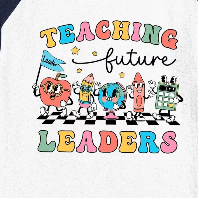 Retro Teaching Future Leaders Teacher Back To School Baseball Sleeve Shirt