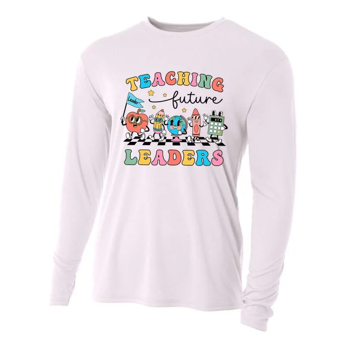 Retro Teaching Future Leaders Teacher Back To School Cooling Performance Long Sleeve Crew