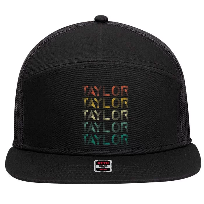 Retro T.AYLOR First Name Personalized 7 Panel Mesh Trucker Snapback Hat