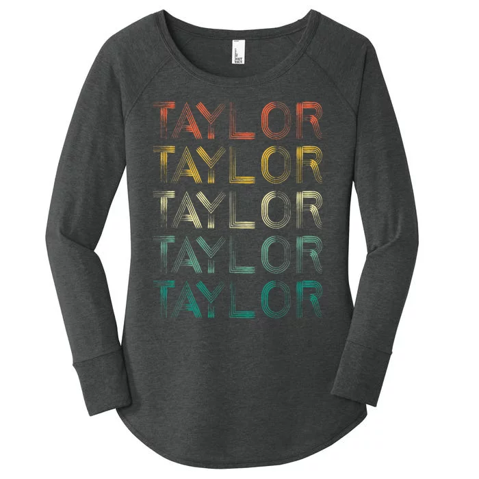 Retro T.AYLOR First Name Personalized Women's Perfect Tri Tunic Long Sleeve Shirt