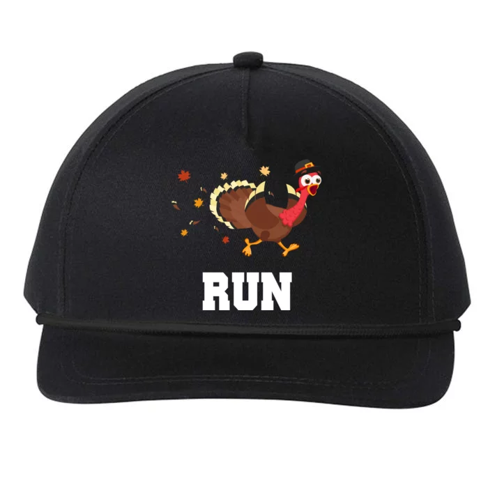 Run Turkey Funny Thanksgiving Snapback Five-Panel Rope Hat