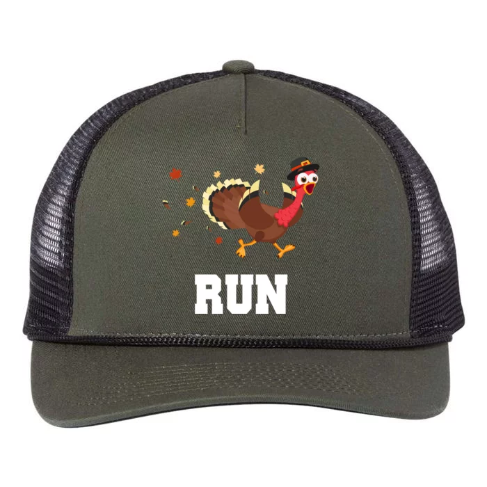 Run Turkey Funny Thanksgiving Retro Rope Trucker Hat Cap