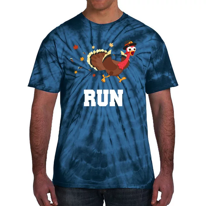 Run Turkey Funny Thanksgiving Tie-Dye T-Shirt