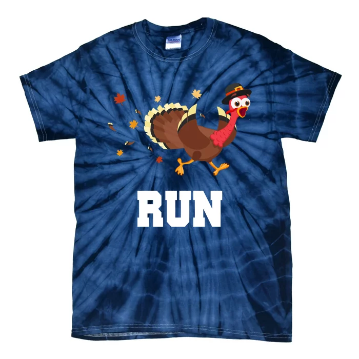 Run Turkey Funny Thanksgiving Tie-Dye T-Shirt