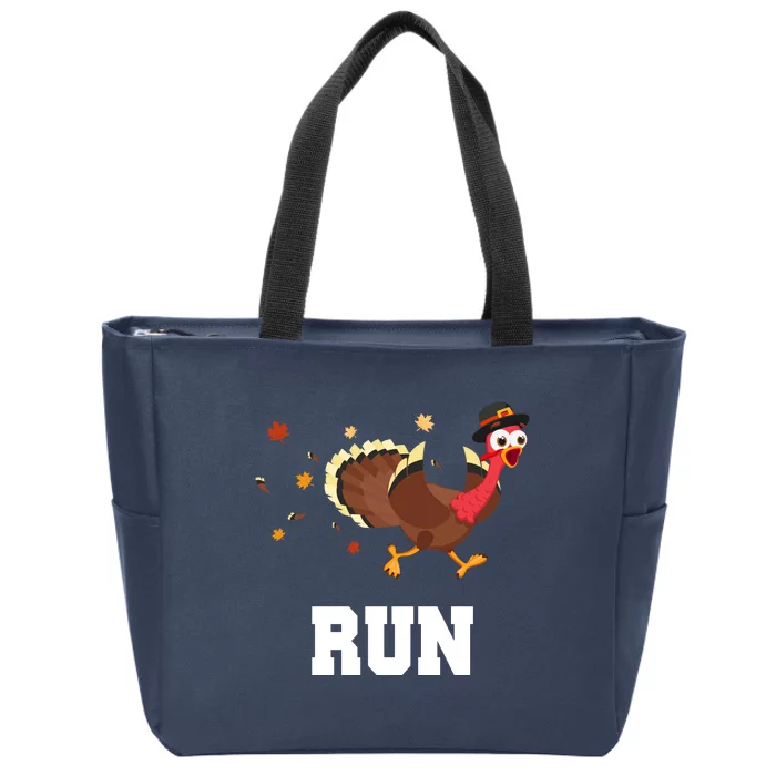 Run Turkey Funny Thanksgiving Zip Tote Bag