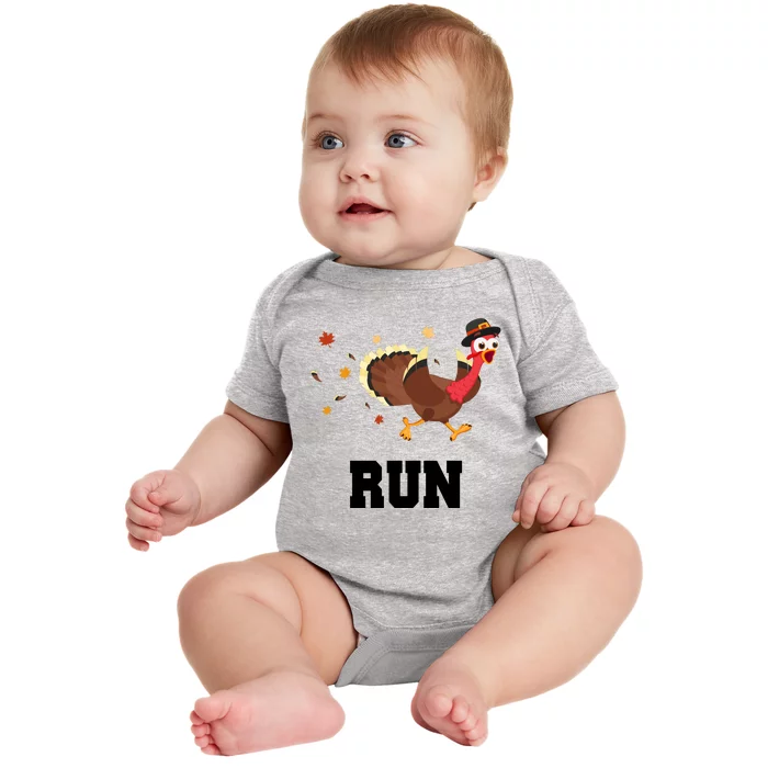 Run Turkey Funny Thanksgiving Baby Bodysuit