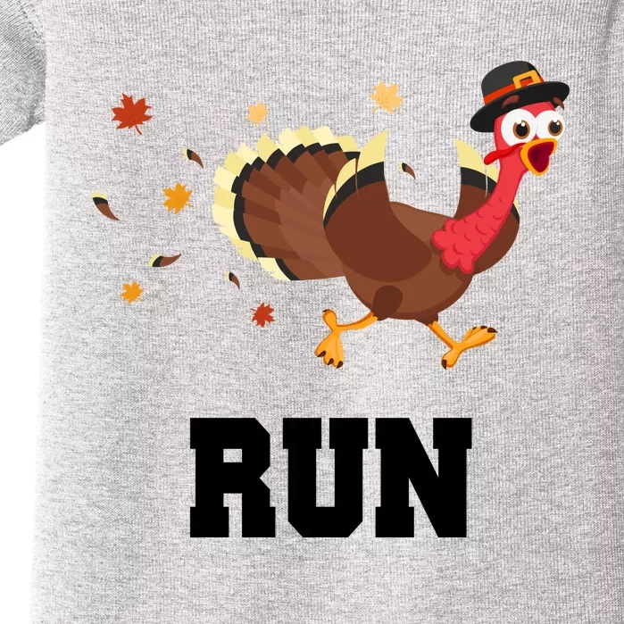 Run Turkey Funny Thanksgiving Baby Bodysuit