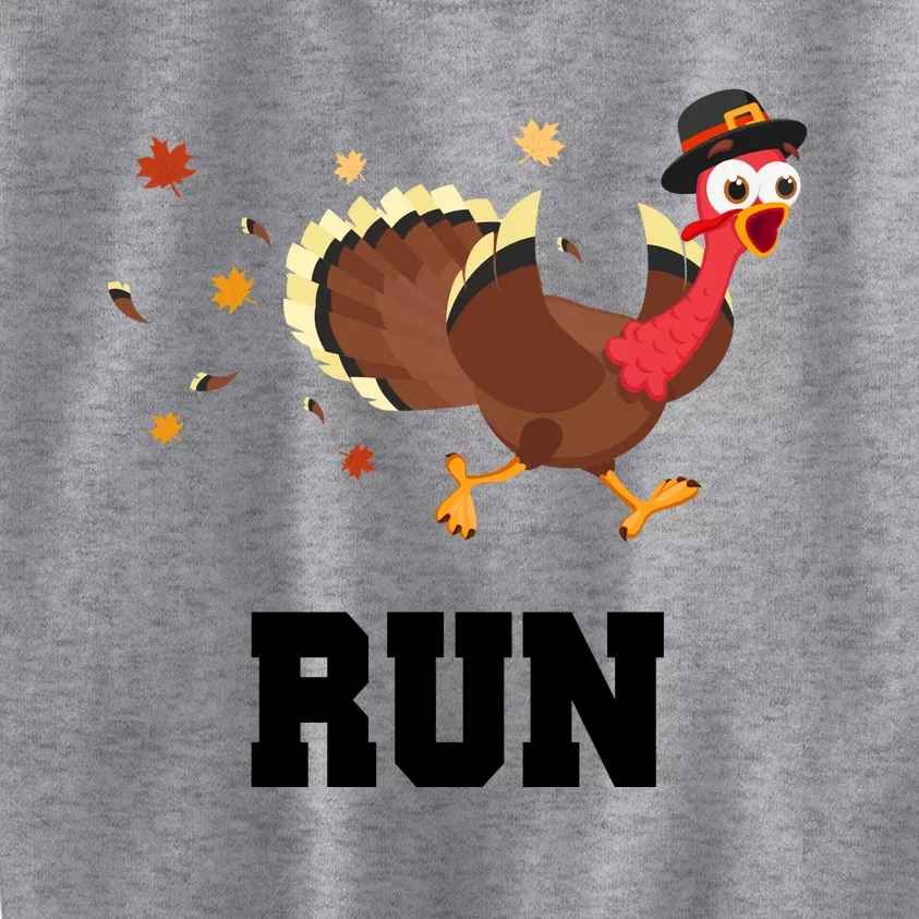 Run Turkey Funny Thanksgiving Kids Sweatshirt