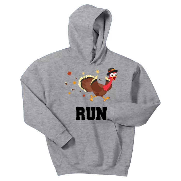 Run Turkey Funny Thanksgiving Kids Hoodie