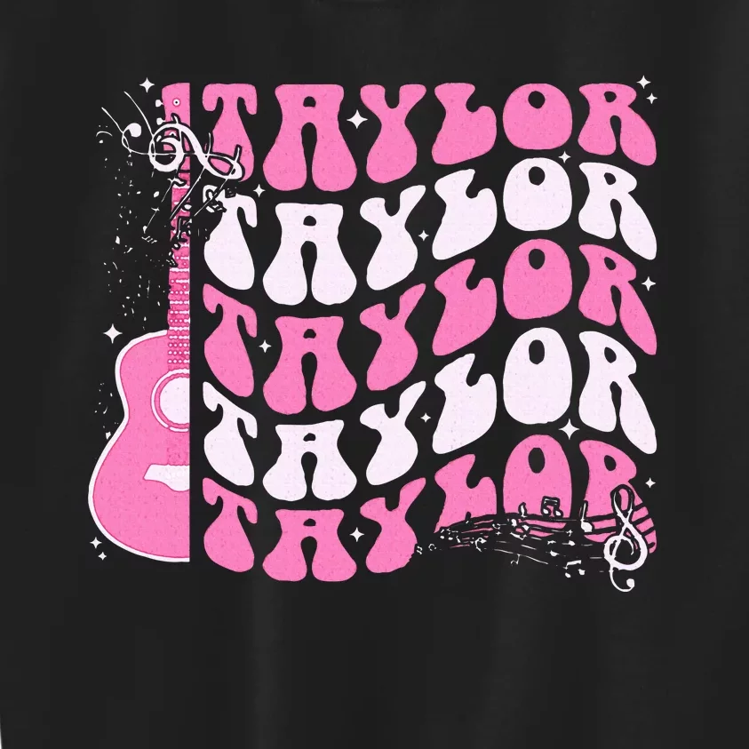 Retro T.AYLOR First Name Personalized Groovy Birthday Kids Sweatshirt