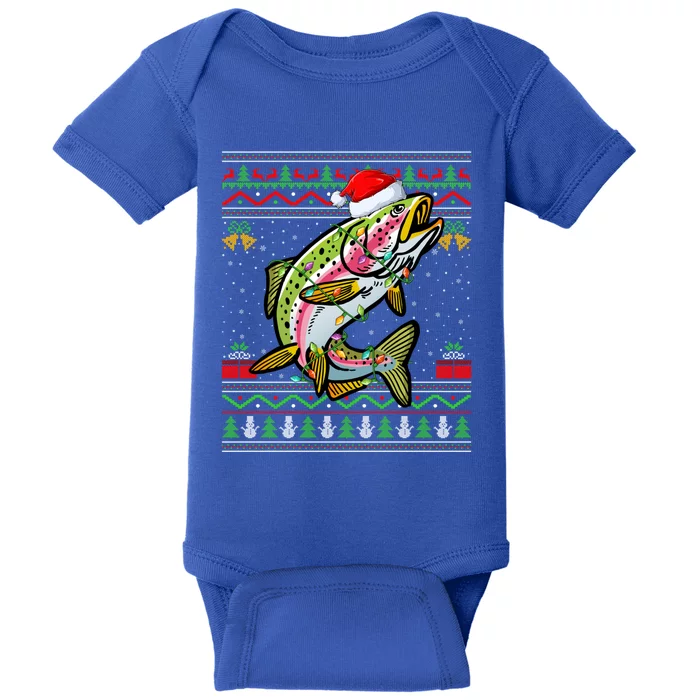 Rainbow Trout Fish Lover Santa Ugly Rainbow Trout Christmas Meaningful Gift Baby Bodysuit