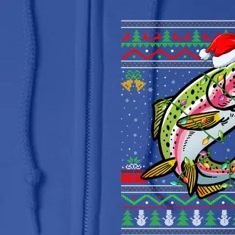 Rainbow Trout Fish Lover Santa Ugly Rainbow Trout Christmas Meaningful Gift Full Zip Hoodie