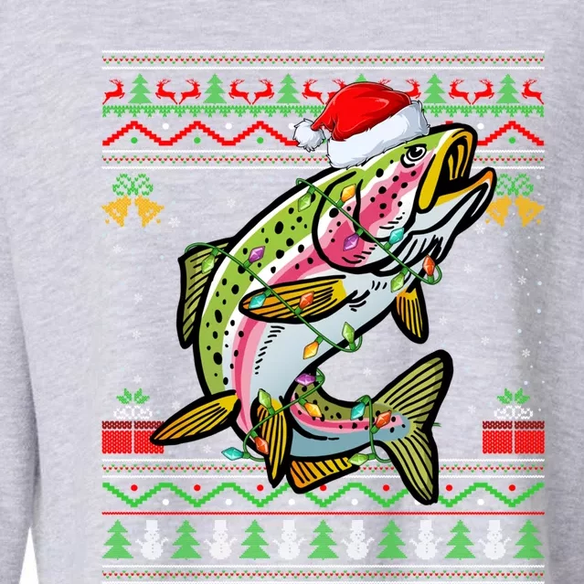 Rainbow Trout Fish Lover Santa Ugly Rainbow Trout Christmas Meaningful Gift Cropped Pullover Crew