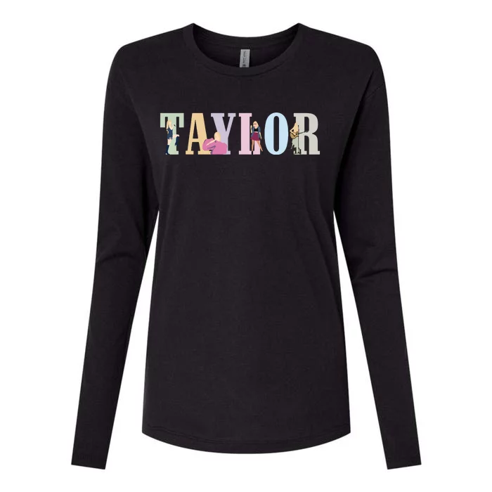 Retro Taylor First Name Personalized Groovy Birthday Girl Womens Cotton Relaxed Long Sleeve T-Shirt