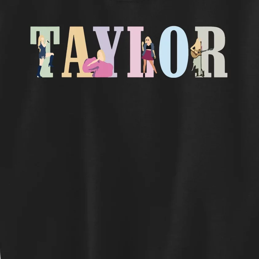 Retro Taylor First Name Personalized Groovy Birthday Girl Kids Sweatshirt