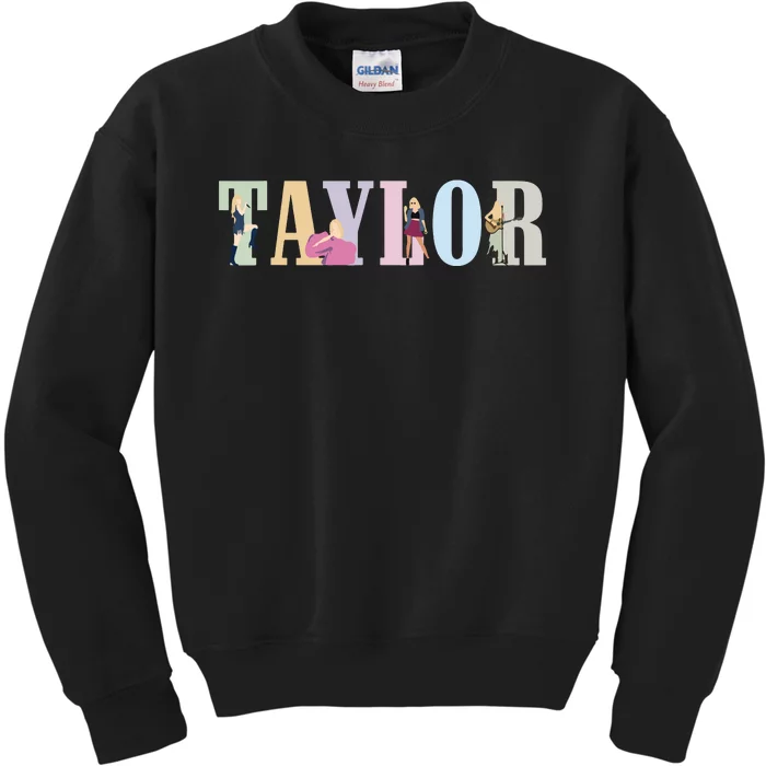 Retro Taylor First Name Personalized Groovy Birthday Girl Kids Sweatshirt