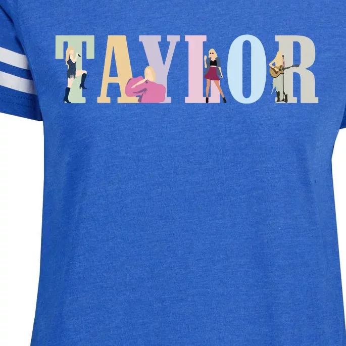 Retro Taylor First Name Personalized Groovy Birthday Girl Enza Ladies Jersey Football T-Shirt