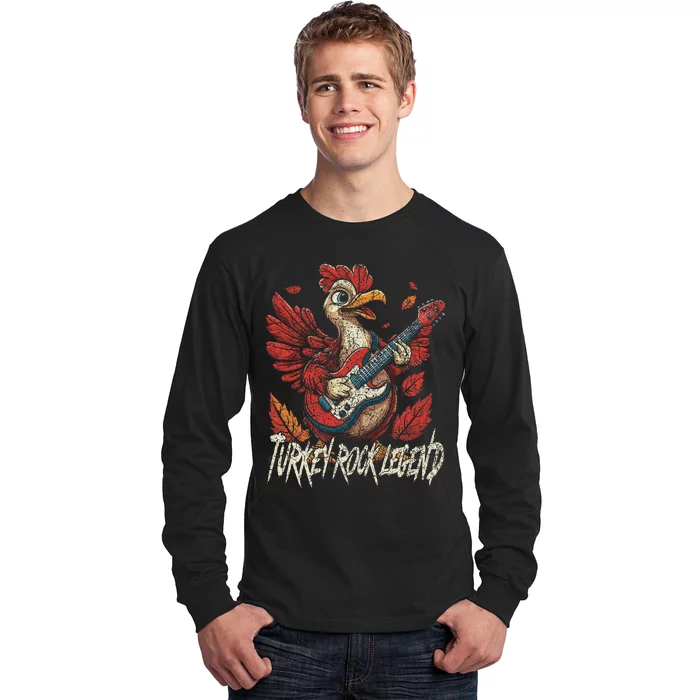 Rockin Turkey Fun Musical Thanksgiving Guitar Rock N Roll Long Sleeve Shirt