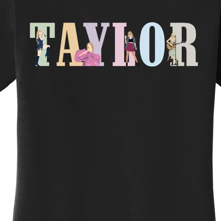 Retro Taylor First Name Personalized Groovy Birthday Girl Women's T-Shirt