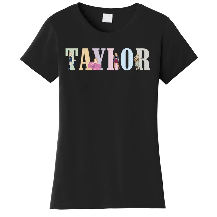 Retro Taylor First Name Personalized Groovy Birthday Girl Women's T-Shirt