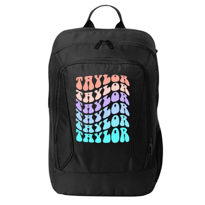 R.etro T.AYLOR First Name Personalized Groovy Birthday City Backpack