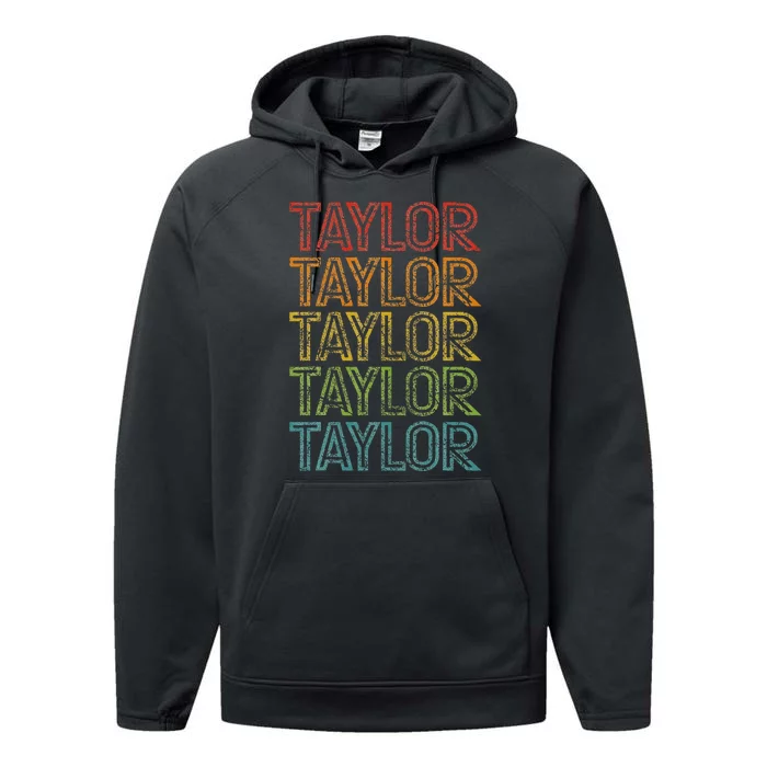 Retro T.AYLOR First Name Personalized Performance Fleece Hoodie