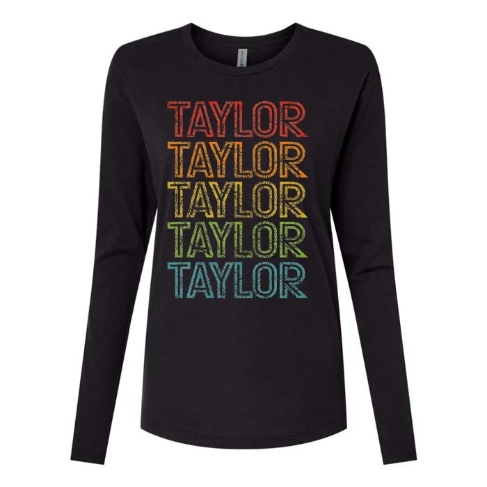 Retro T.AYLOR First Name Personalized Womens Cotton Relaxed Long Sleeve T-Shirt