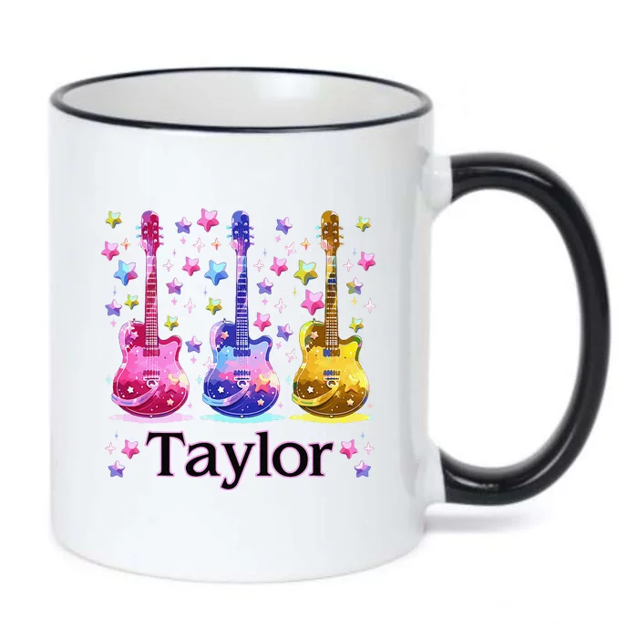 Retro Taylor First Name Personalized Groovy 80S Black Color Changing Mug