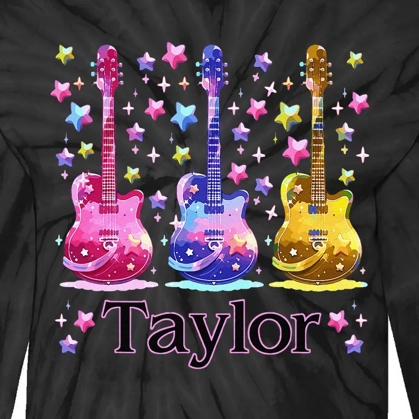 Retro Taylor First Name Personalized Groovy 80S Tie-Dye Long Sleeve Shirt