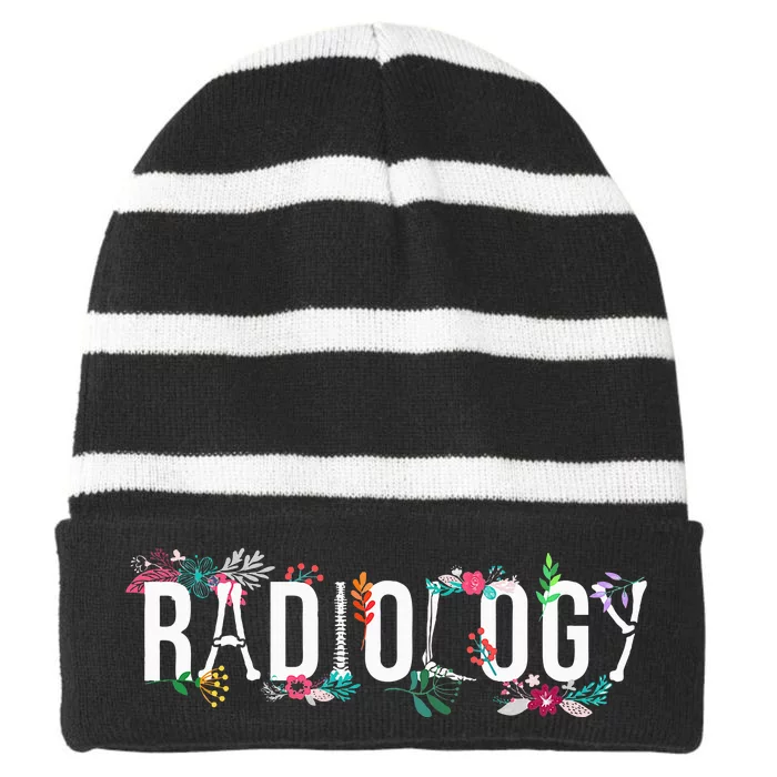 Radiology Technologist Flowers Rad Tech Striped Beanie with Solid Band