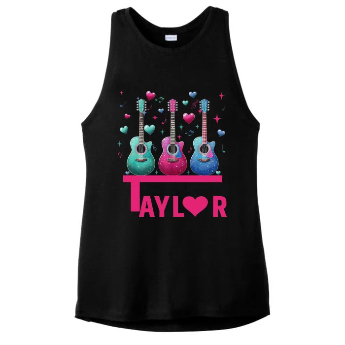 Retro Taylor First Name Personalized Groovy 80S Pin.K Ladies Tri-Blend Wicking Tank