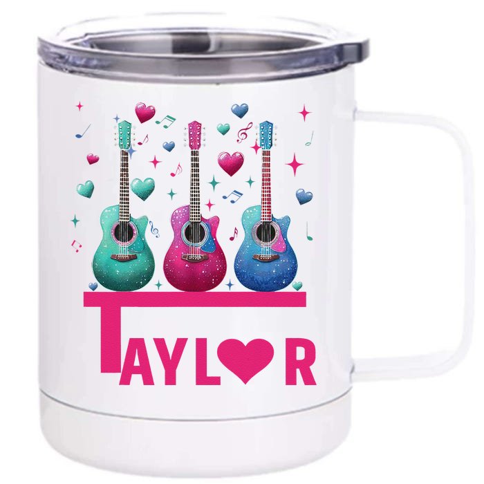 Retro Taylor First Name Personalized Groovy 80S Pin.K Front & Back 12oz Stainless Steel Tumbler Cup