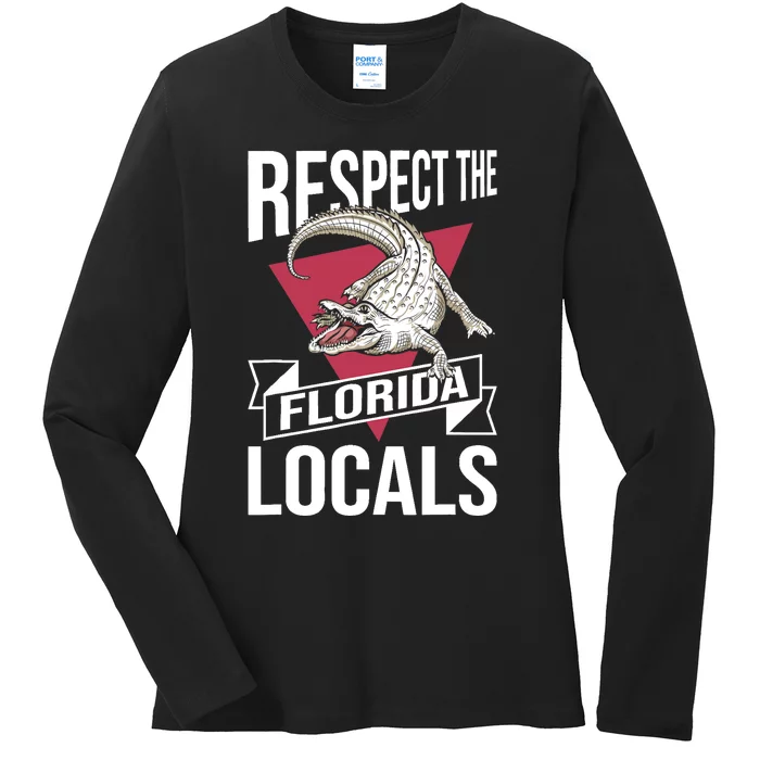 Respect The Florida Locals Alligator Zoo Animal Lover Ladies Long Sleeve Shirt